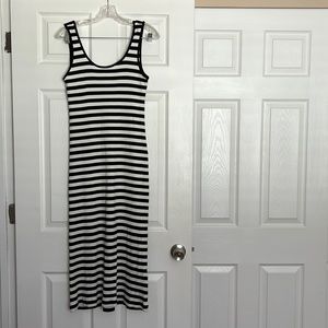 H&M Black White Striped Midi Dress XS